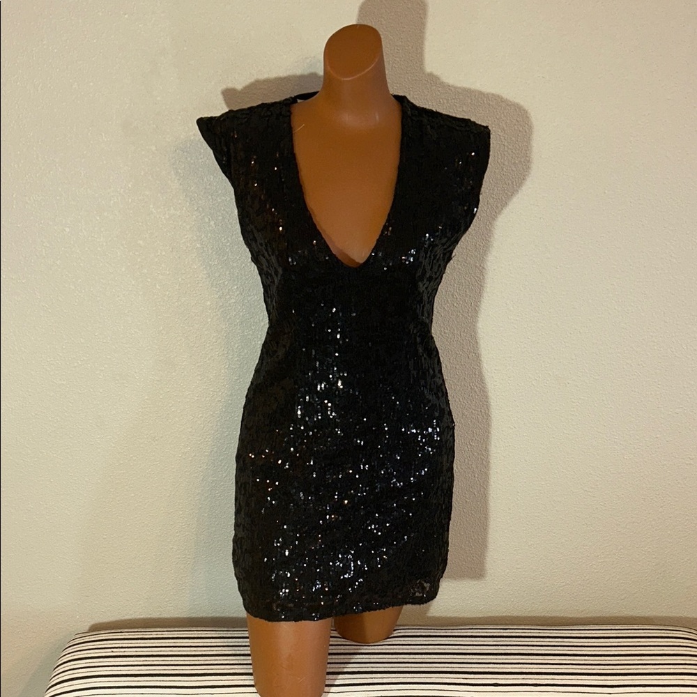 Cachet Black Sequin Mini Dress
